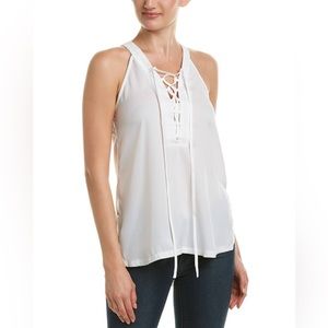 Bishop + Young White Lace Up Chiffon Halter Style Tank Top